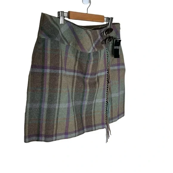 Lauren Ralph Lauren Women’s Plaid Fringe Trim Tweed Mini Skirt - Picture 8 of 16